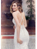 Ivory Lace Tulle Cross Back Princess Wedding Dress